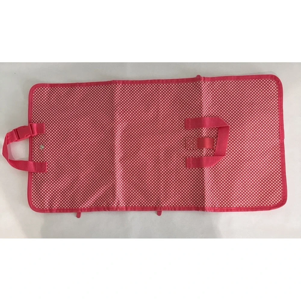 thirty one hanging folding toiletry jewelry bag In Pink checkered print‎